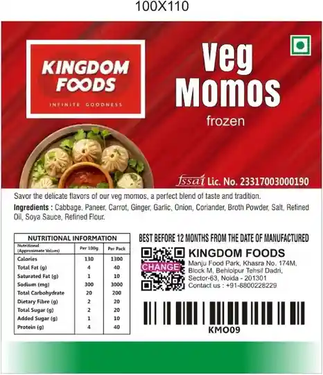 Frozen Veg Momos 25g 40 Pcs – Street Style